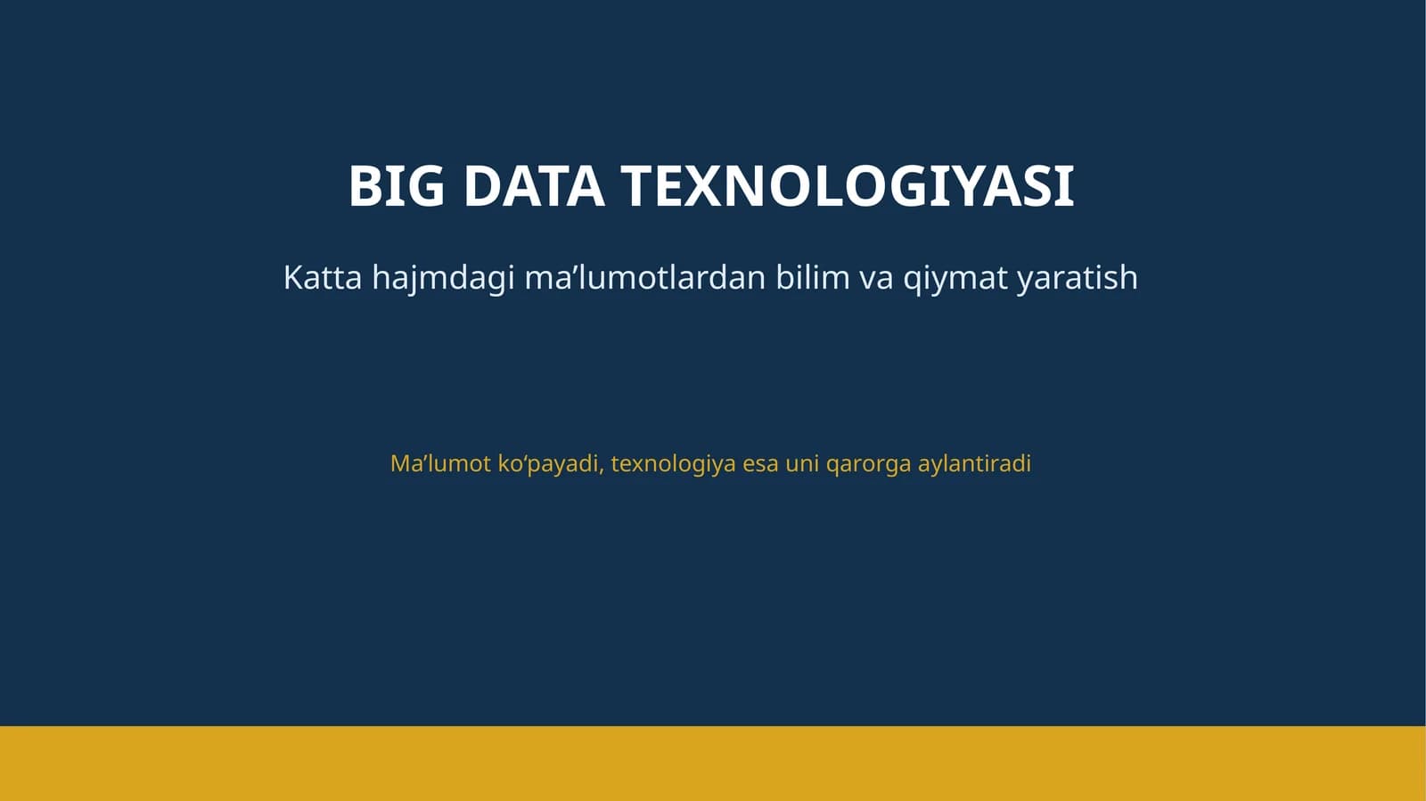BIG DATA TEXNOLOGIYASI
