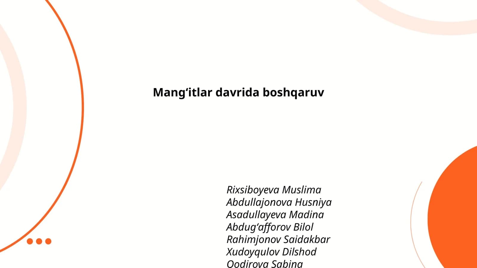 Mangʻitlar davrida boshqaruv