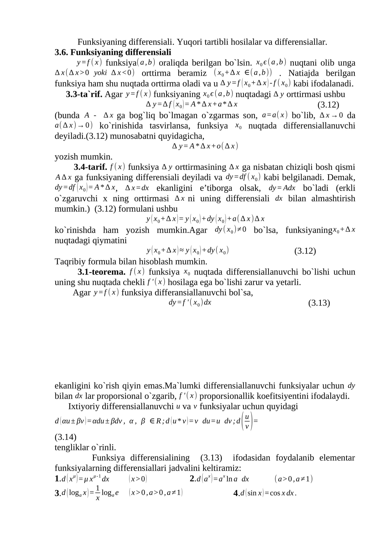 Funksiyaning differensiali