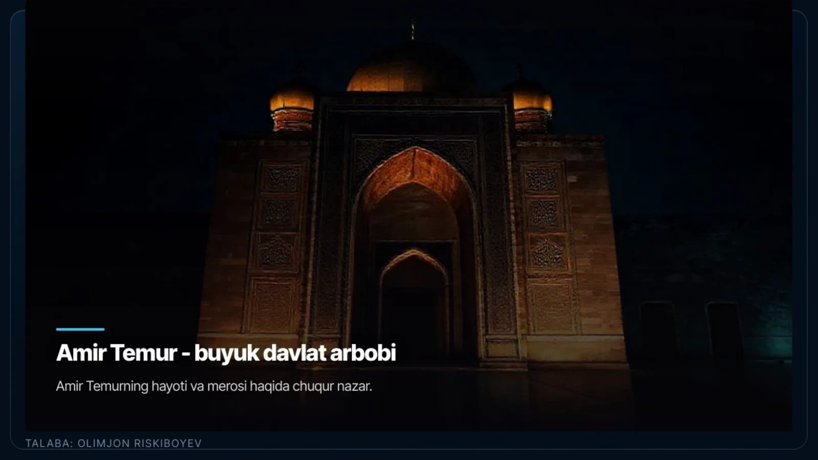 Amir Temur-buyuk davlat arbobi