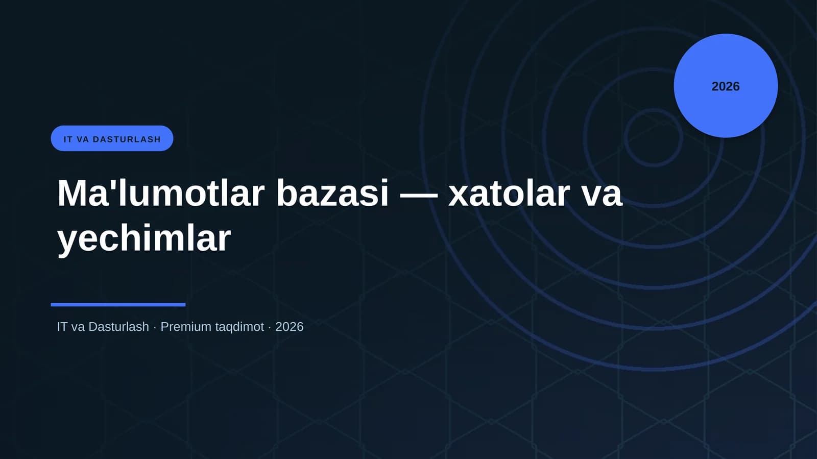 Ma'lumotlar bazasi — xatolar va yechimlar