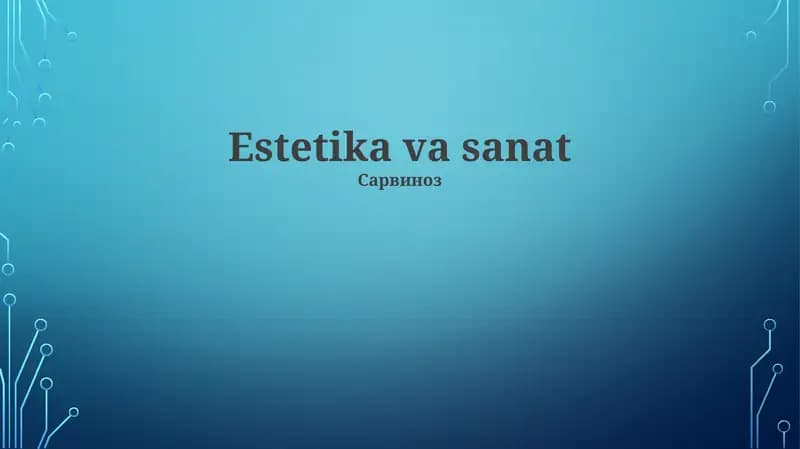 Estetika va Sanat