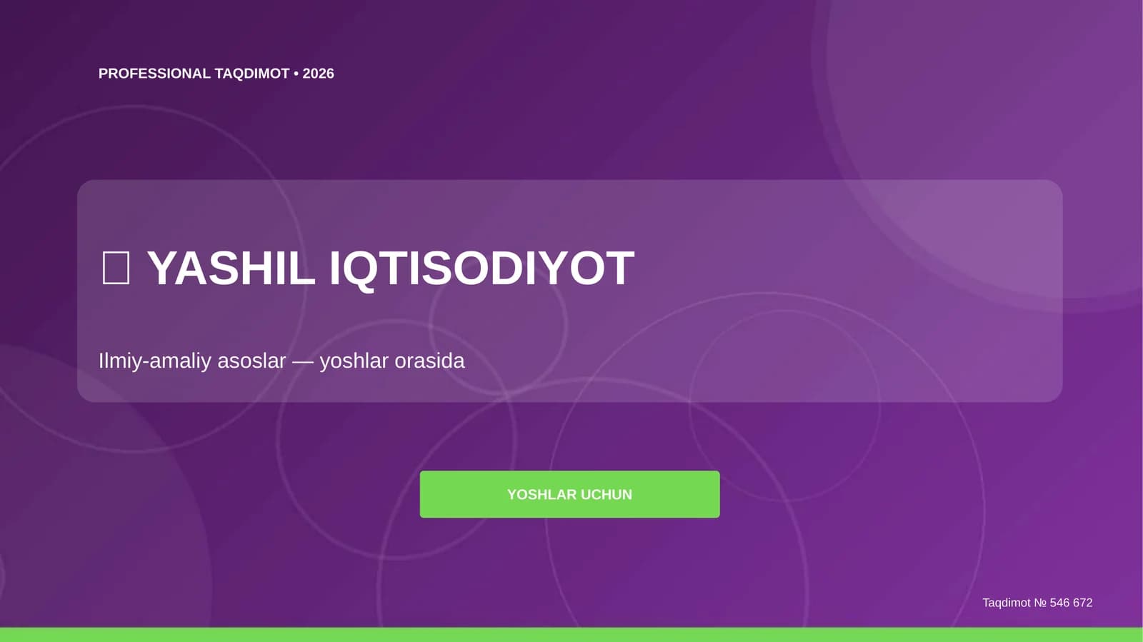 Yashil iqtisodiyot: ilmiy-amaliy asoslar