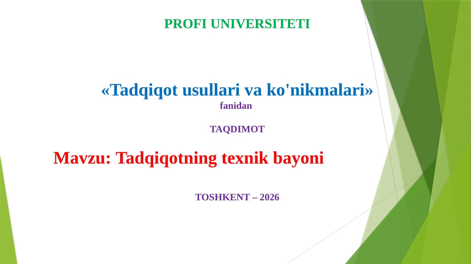 Tadqiqotning texnik bayoni