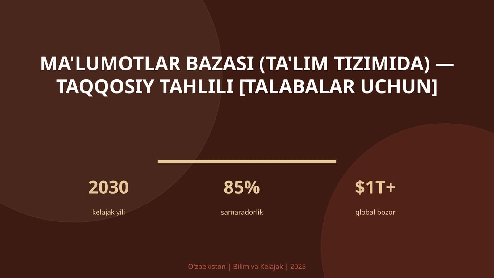 Ma'lumotlar bazasi (ta'lim tizimida) — taqqosiy tahlili [talabalar uchun]