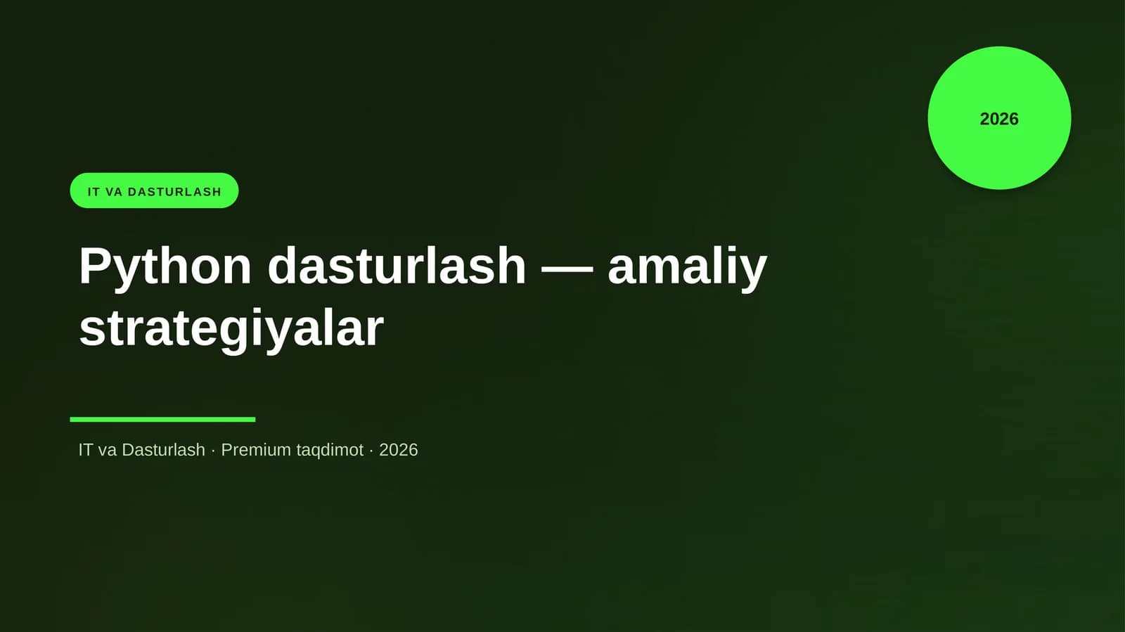 Python dasturlash — amaliy strategiyalar