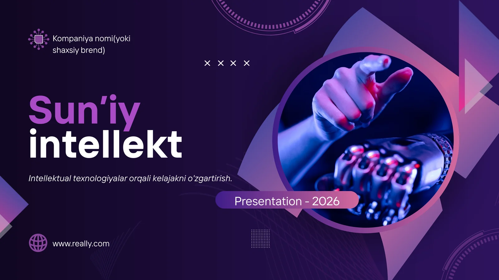 Sun’iy intellekt (AI) haqida zamonaviy taqdimot – PPTX