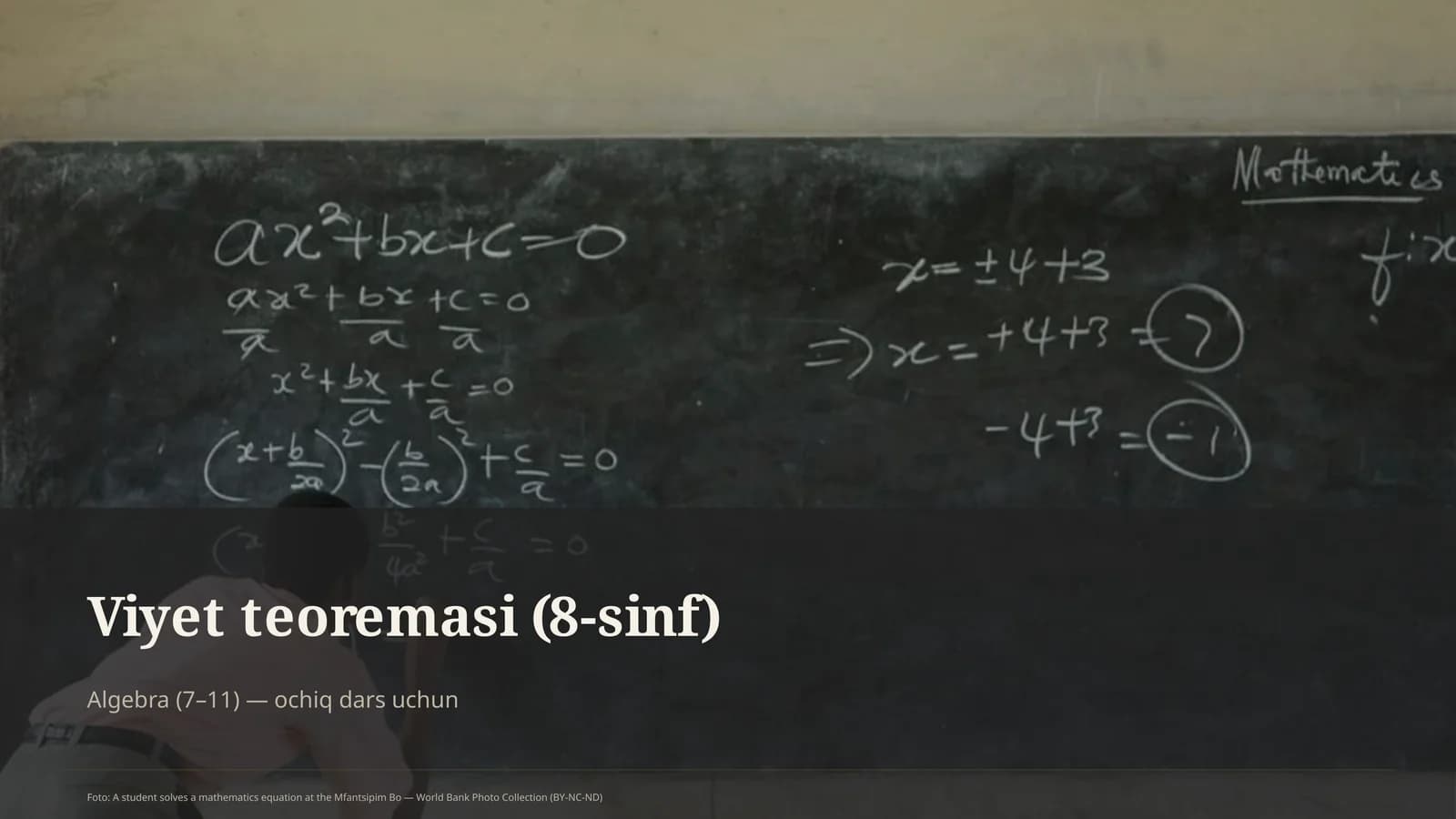 Viyet teoremasi (8-sinf)