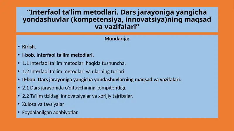 Interfaol ta'lim metodlari