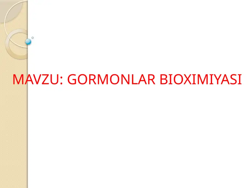 GORMONLAR BIOXIMIYASI