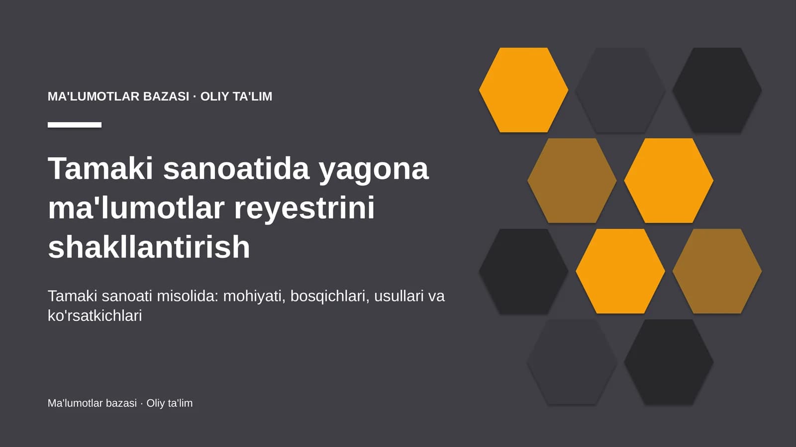 tamaki sanoatida yagona ma'lumotlar reyestrini shakllantirish 4412