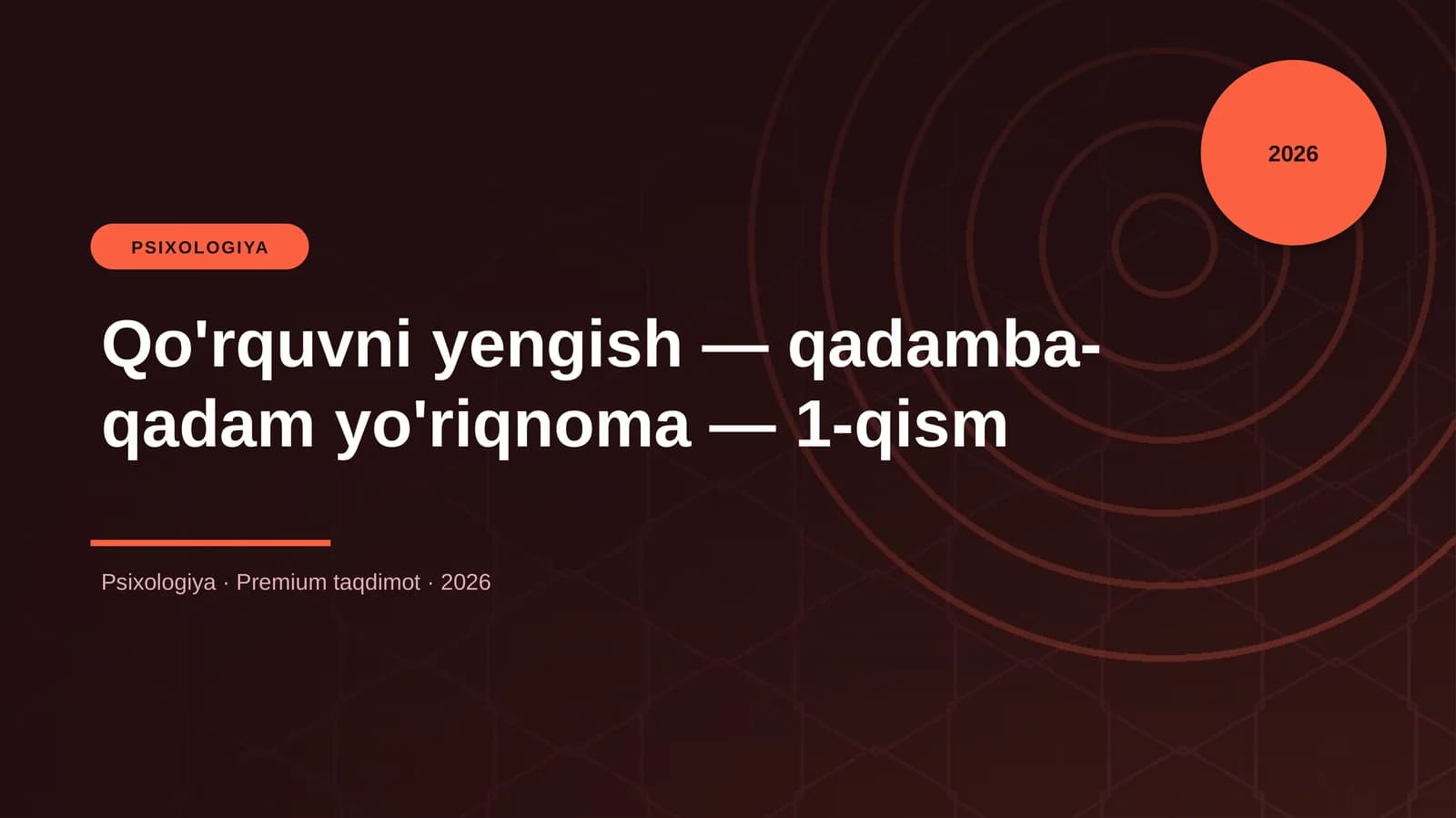 Qo'rquvni yengish — qadamba-qadam yo'riqnoma — 1-qism