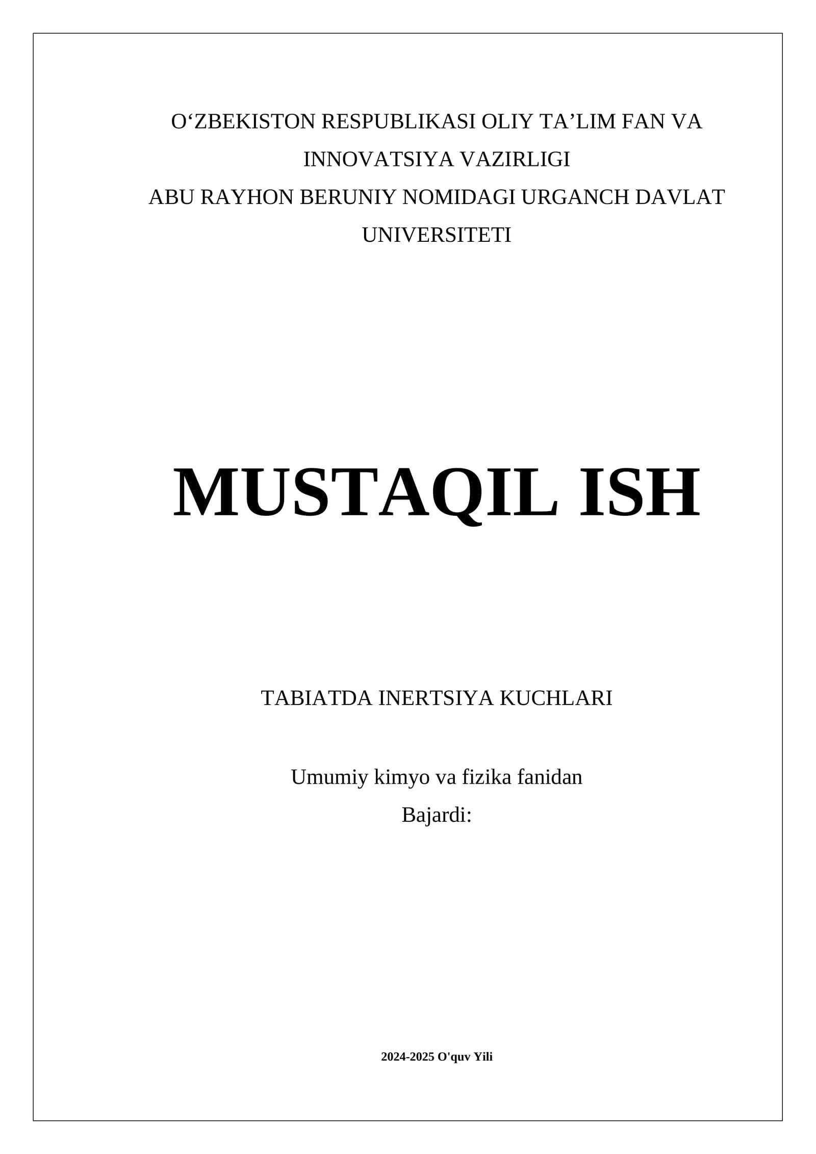Tabiatda Inertsiya Kuchlari