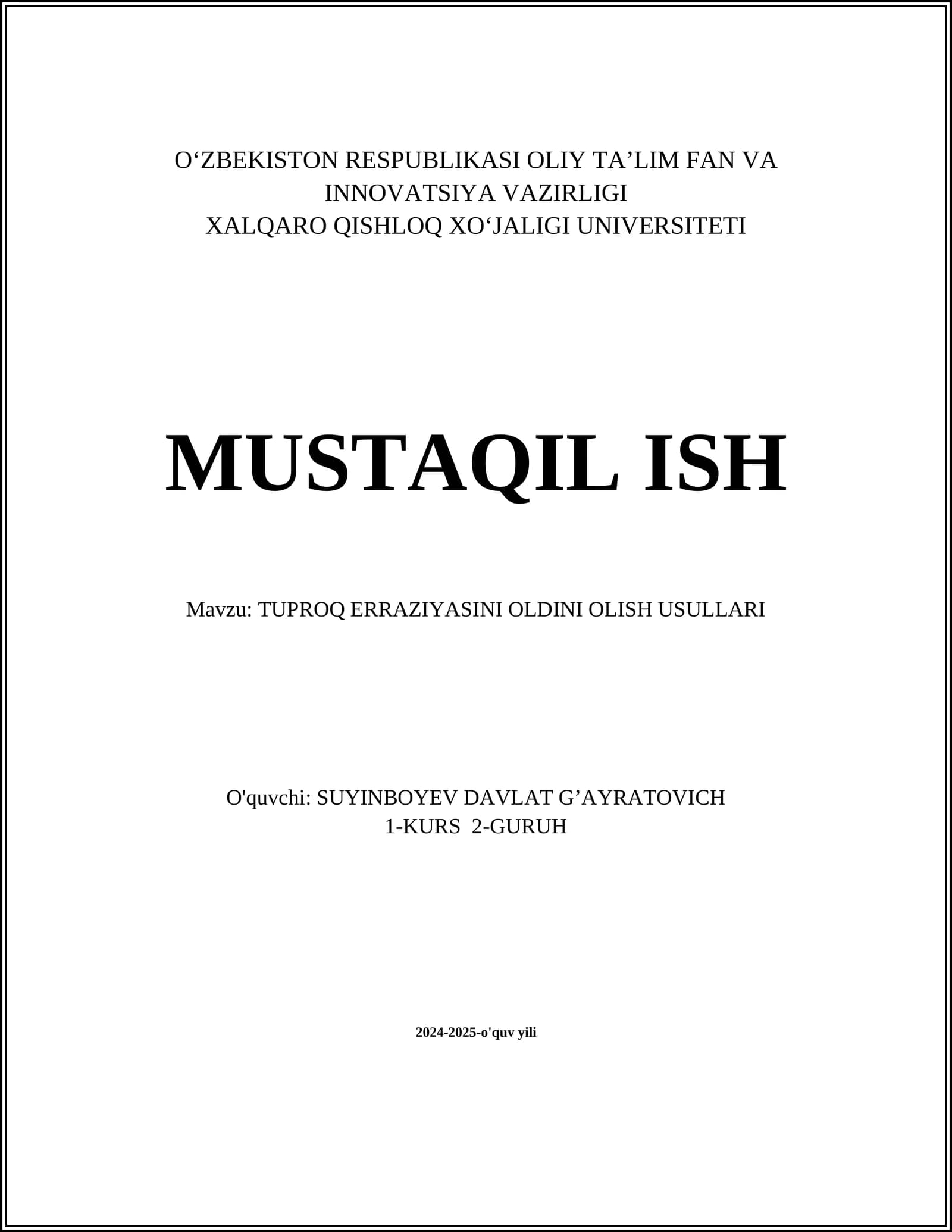 TUPROQ ERRAZIYASINI OLDINI OLISH USULLARI