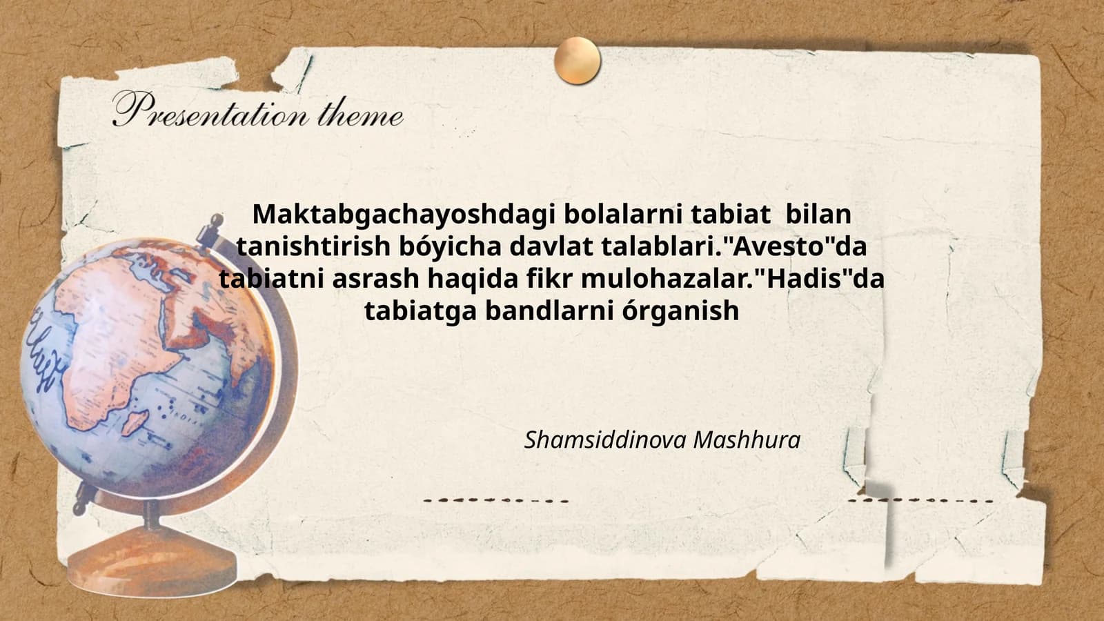 Tabiat bilan tanishtirish davlat talablari