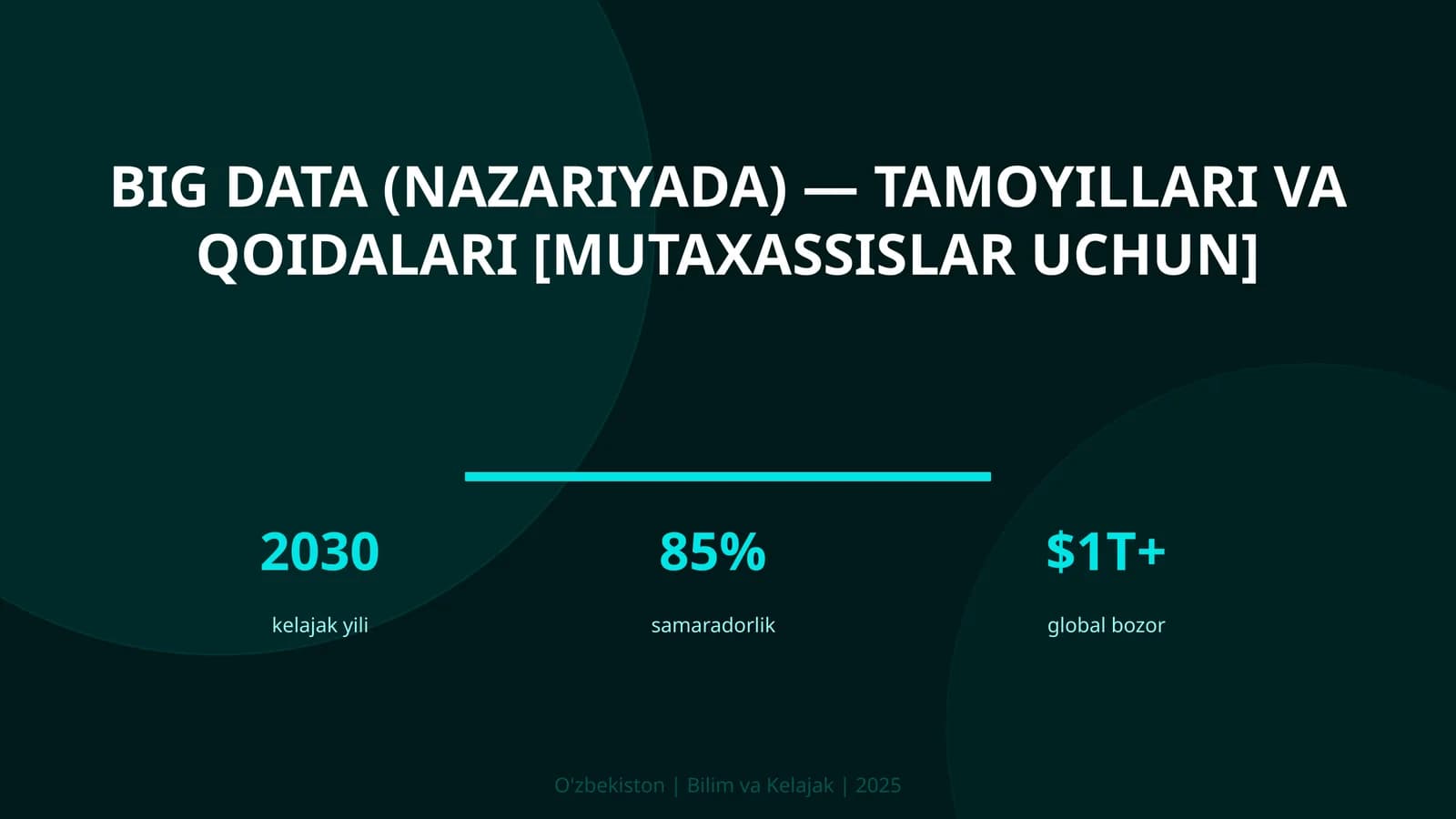 Big Data (NAZARIYADA) — TAMOYILLARI VA QOIDALARI [MUTAXASSISLAR UCHUN]