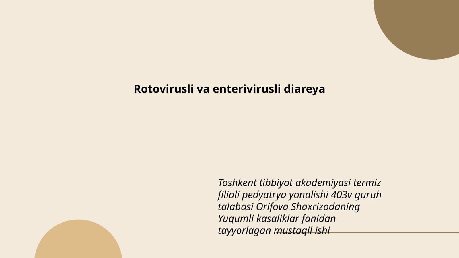 Rotovirusli va enterivirusli diareya