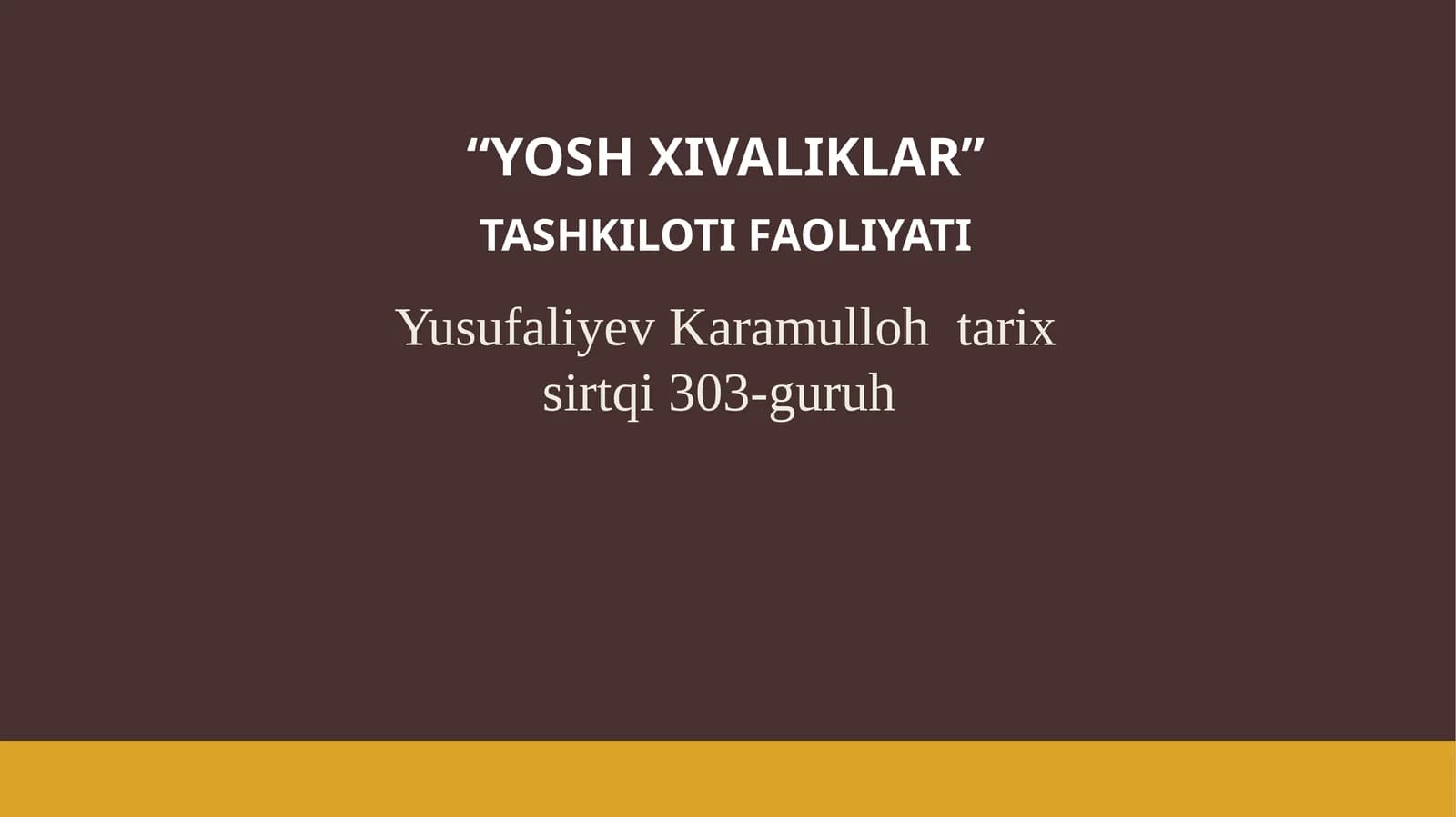 YOSH XIVALIKLAR
