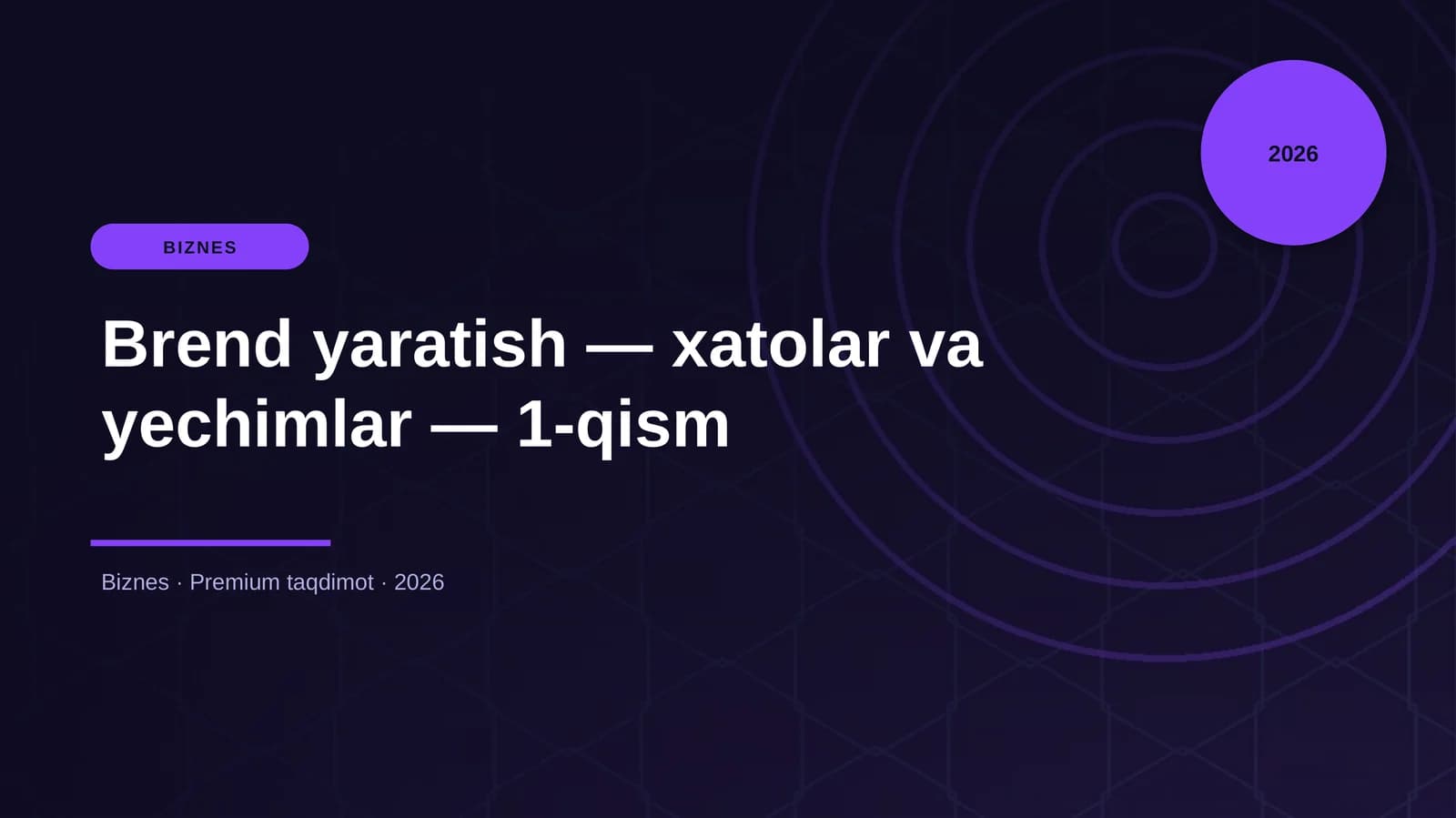 Brend yaratish — xatolar va yechimlar — 1-qism