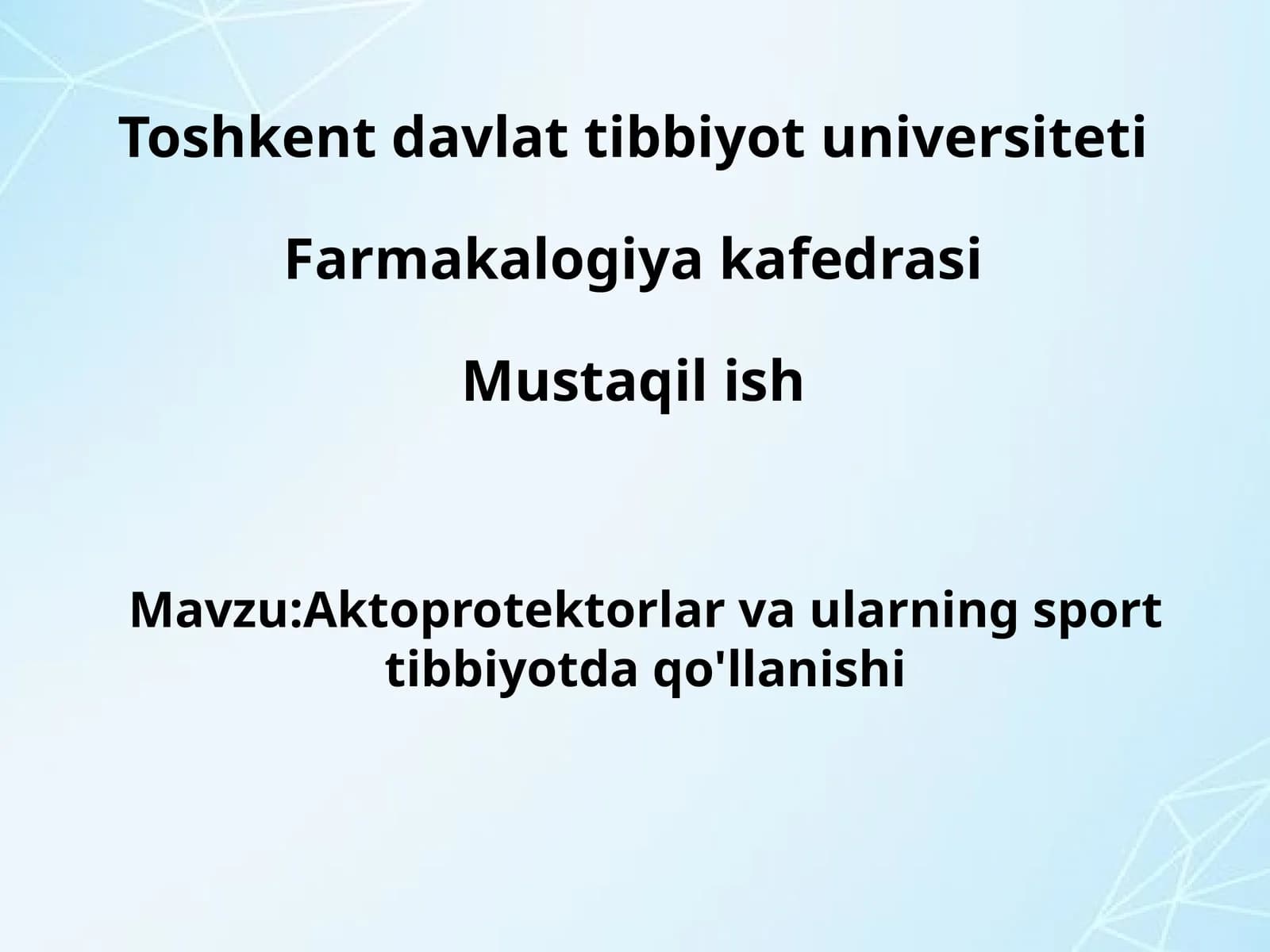 Aktoprotektorlar va ularning sport tibbiyotda qo'llanishi