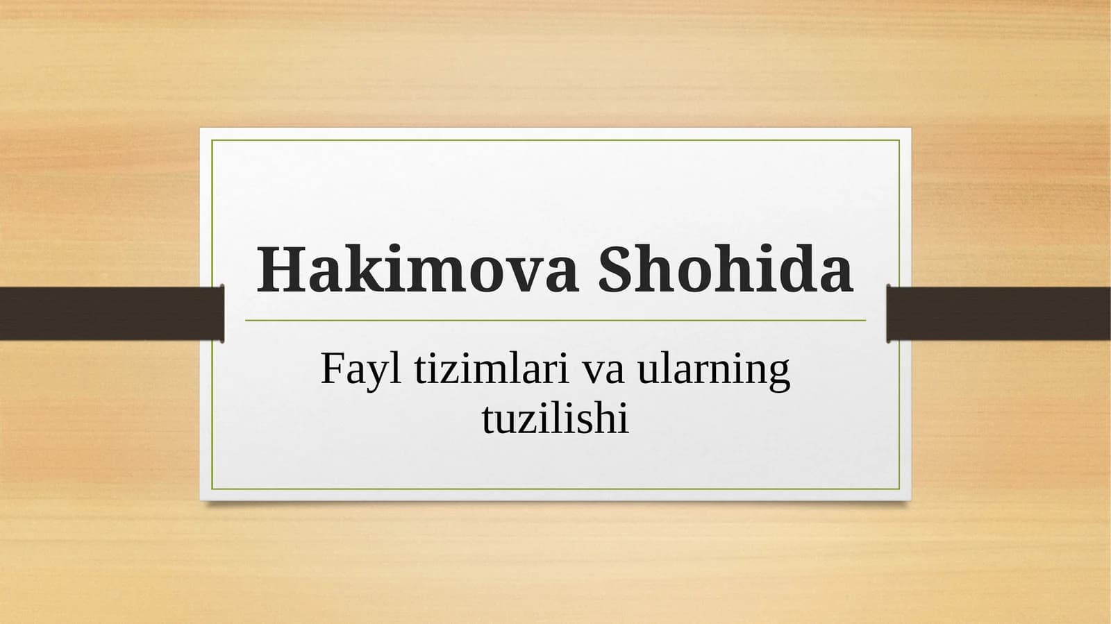 Fayltizimlari va ularning tuzilishi