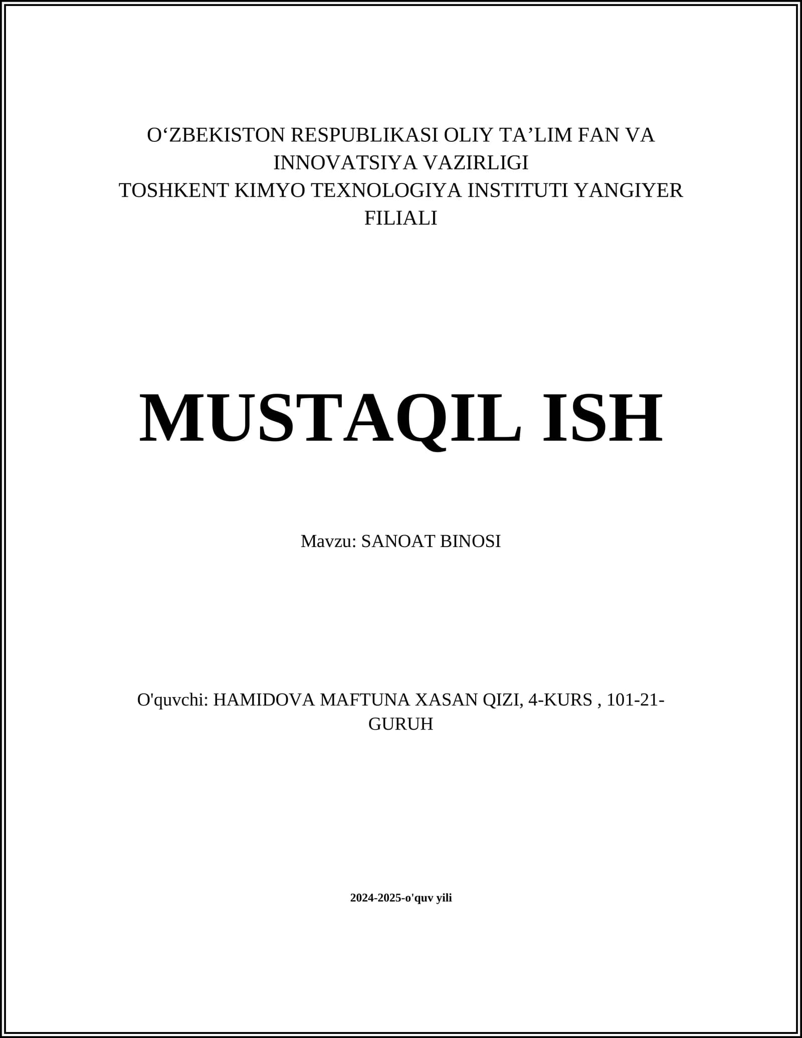 Sanoat binosi loyihalash