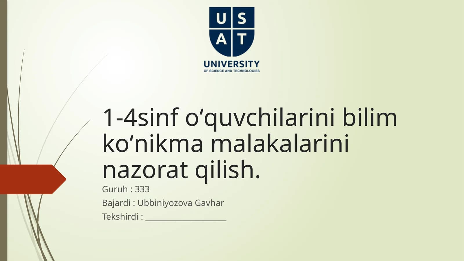 O'quvchilarni Bilim, Ko'nikva Malakalarni Nazorat Qilish