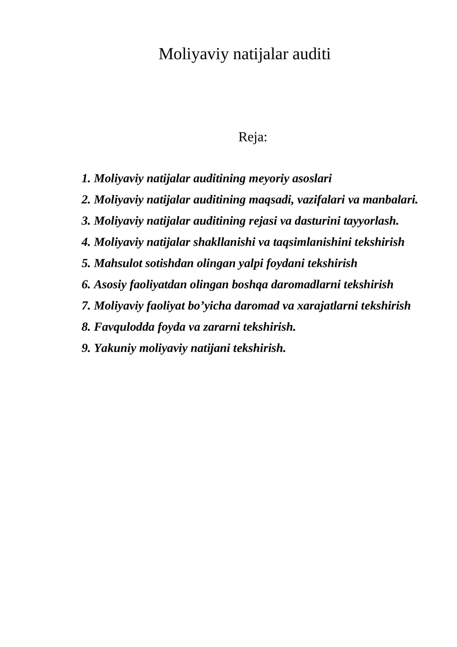 Moliyаviy natijalar auditi