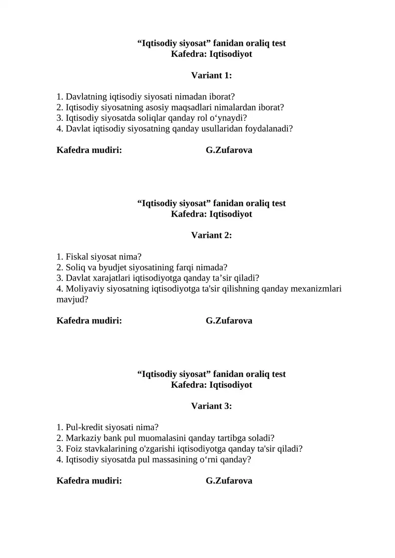 Iqtisodiy siyosat