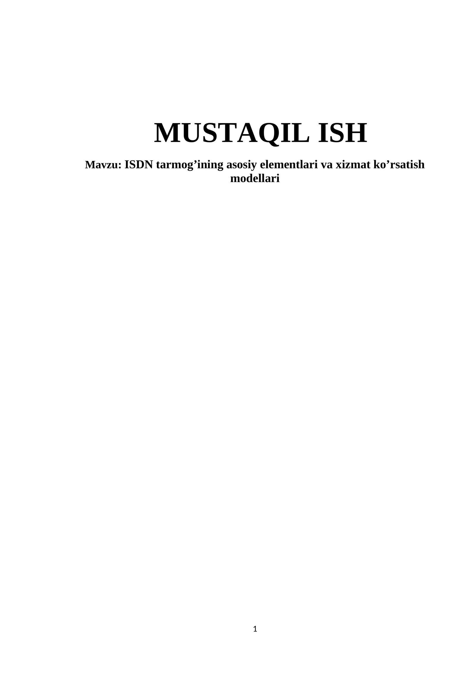 MUSTAQIL ISH
