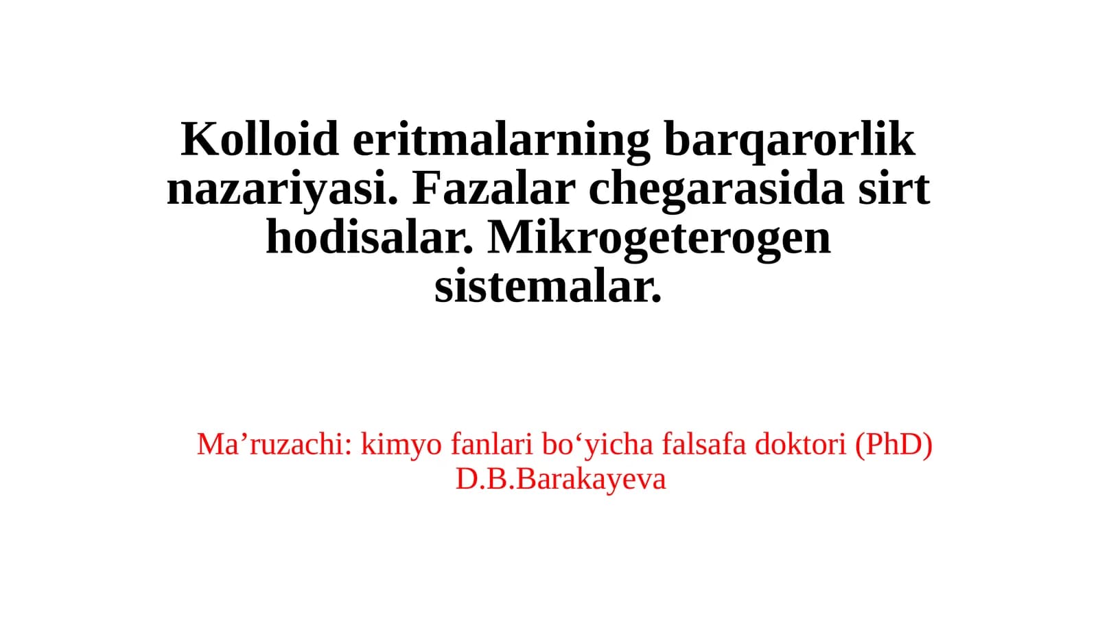 Kolloider Itmalarning Barqarorlik Nazariyasi