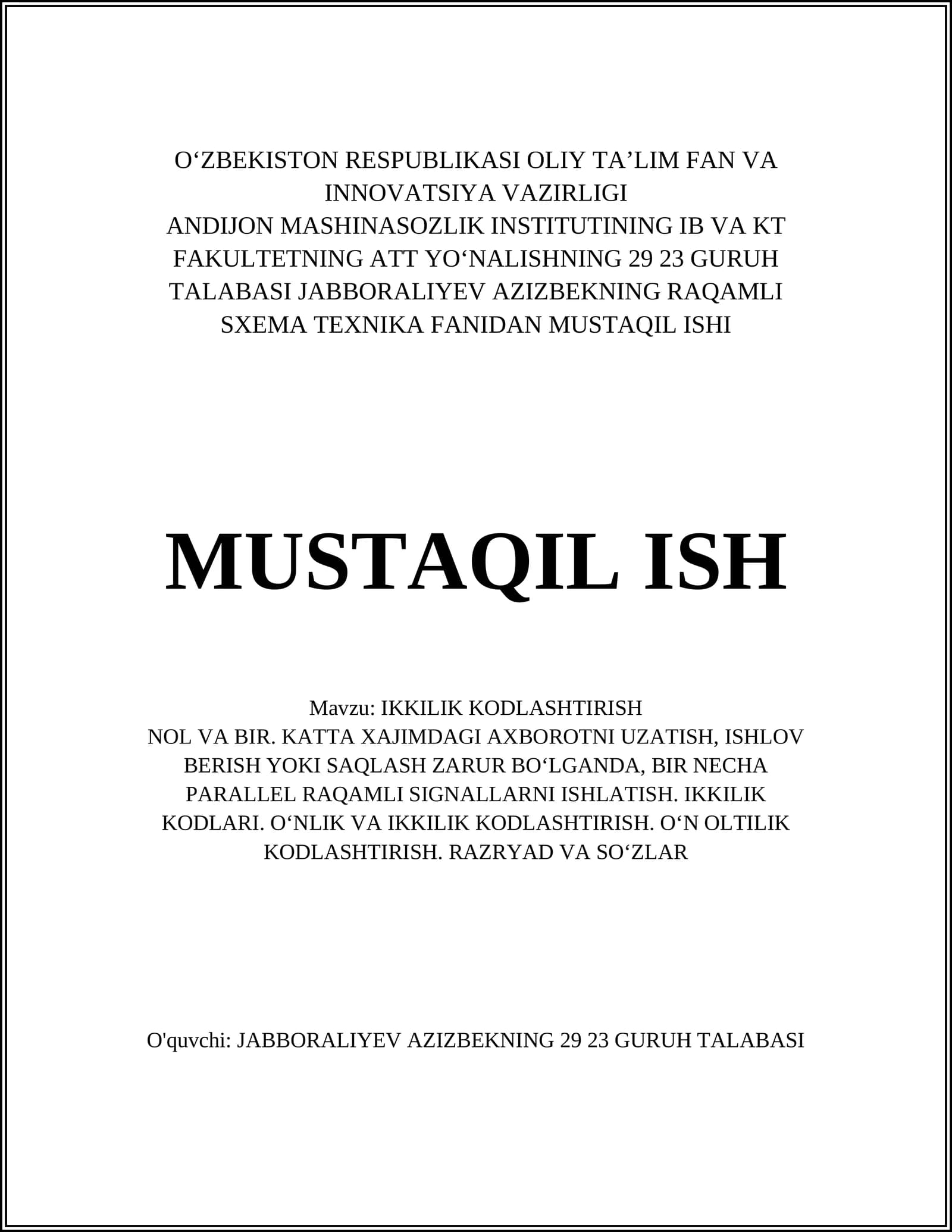 IKKILIK KODLASHTIRISH