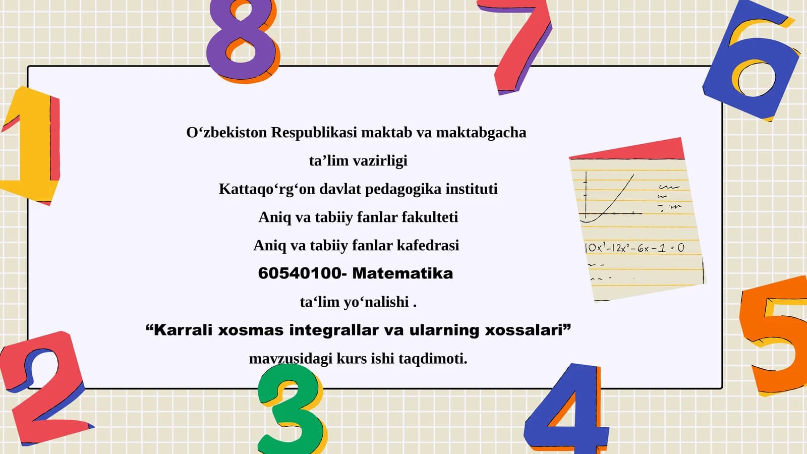 Karrali xosmas integrallar va ularning xossalari