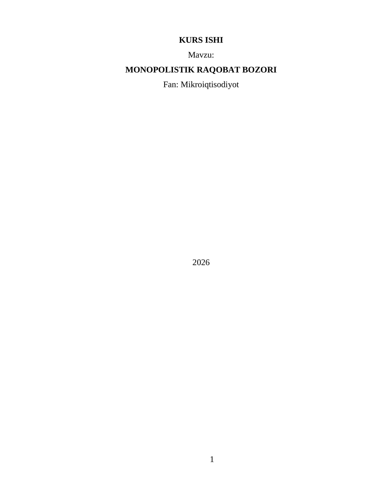 MONOPOLISTIK RAQOBAT BOZORI
