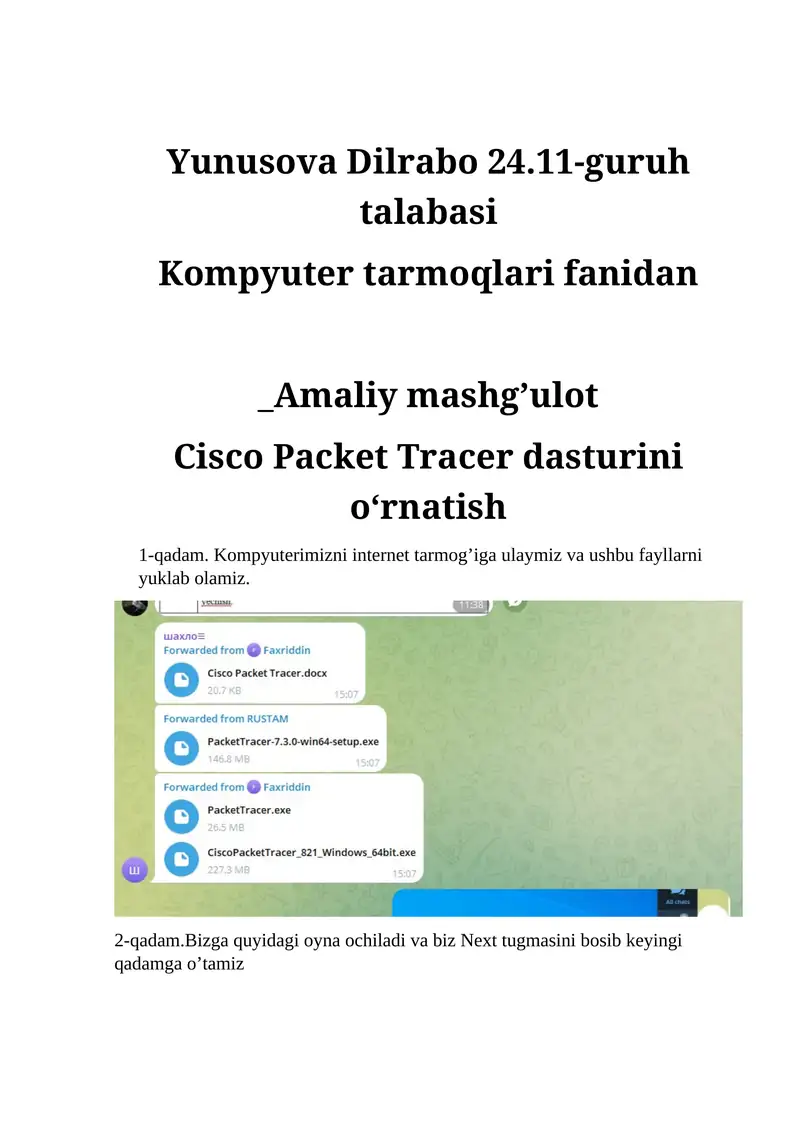 Cisco Packet Tracer dasturini oʻrnatish