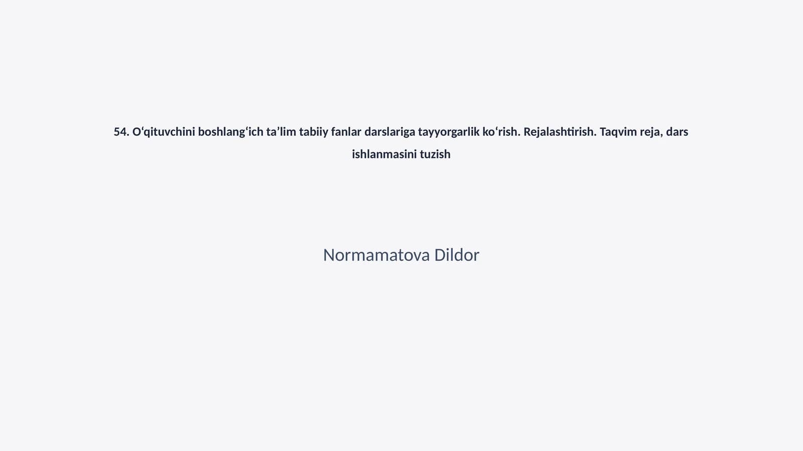 Normamatova Dildor
