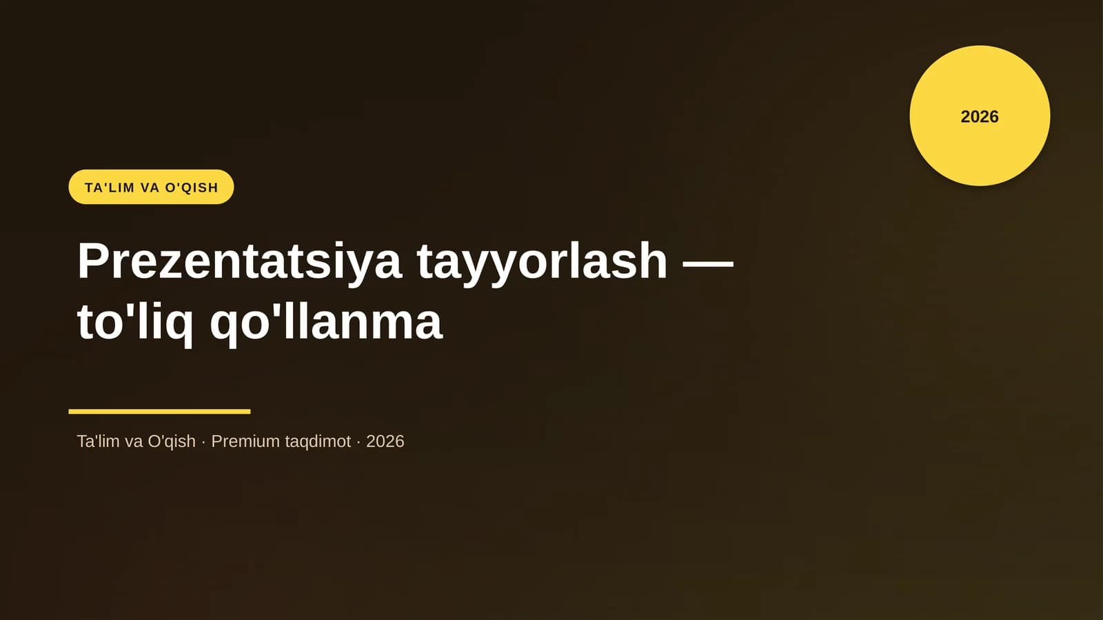 Prezentatsiya tayyorlash — to'liq qo'llanma