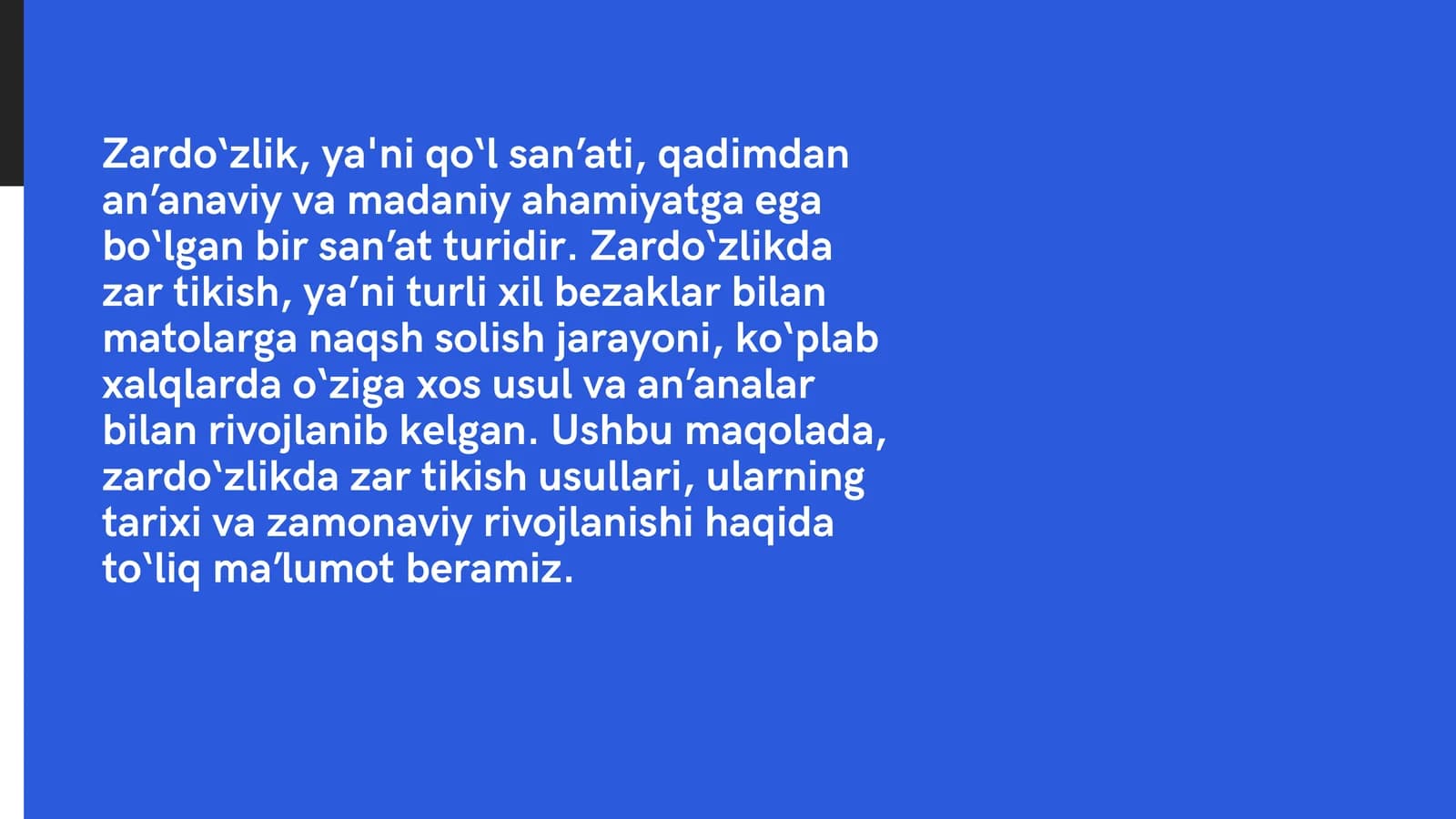 Zardo‘zlik va zar tikish san’ati