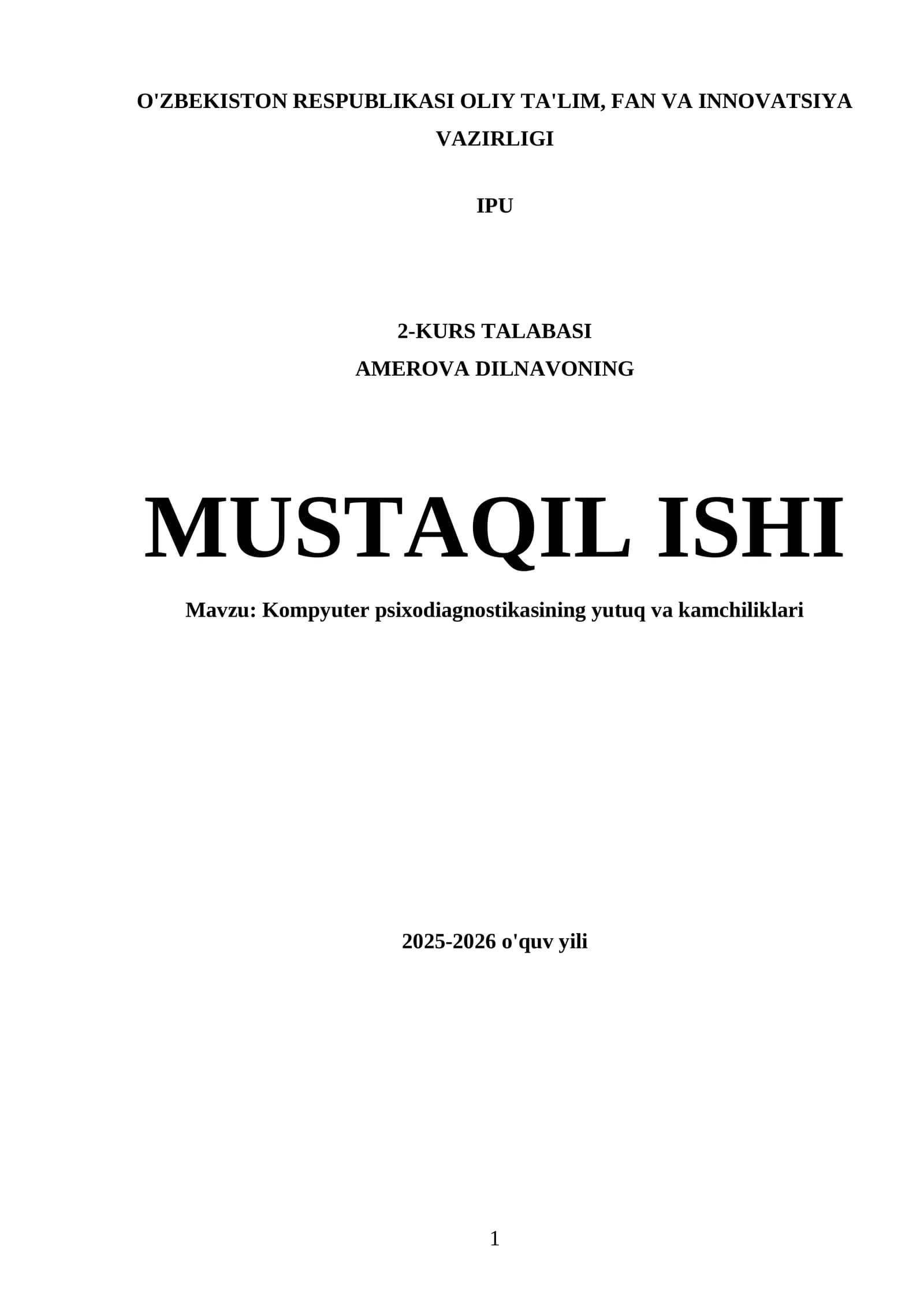 Kompyutеr psixodiagnostikasining yutuq va kamchiliklari
