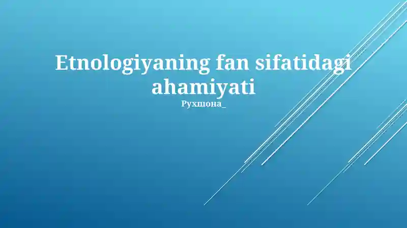 Etnologiyaning Fan Metodi