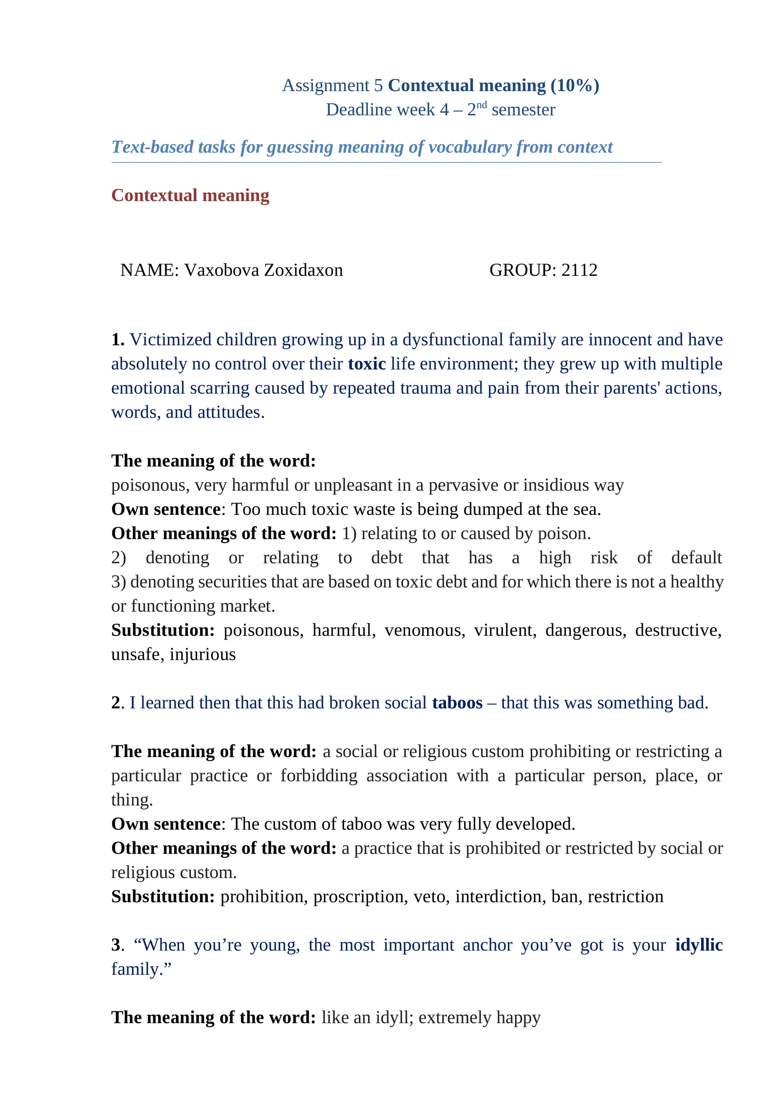 Contextual meaning