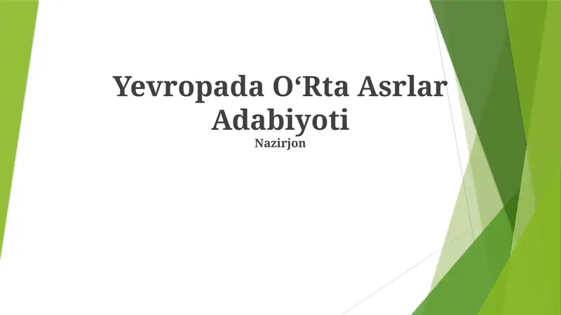Oʻrta Asrlar Adabiyoti