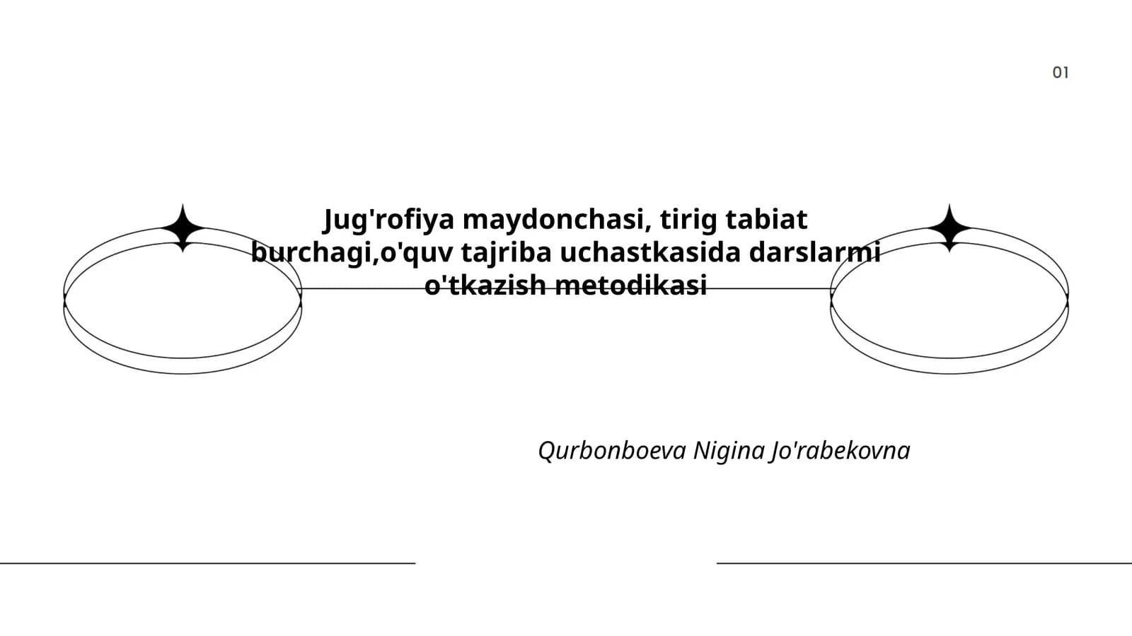 Jug'rofiya maydonchasi, tirig tabiat burchagi,o'quv tajriba uchastkasida darslarmi o'tkazish metodikasi