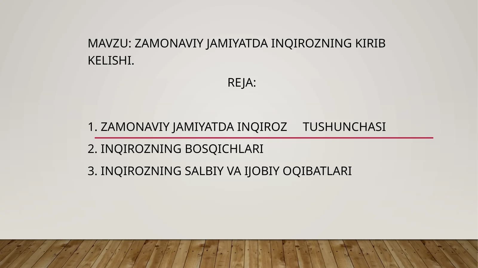 Zamonaviy jamiyatda inqirozning kirib kelishi