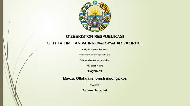 Ollohga ishonish insonga xos