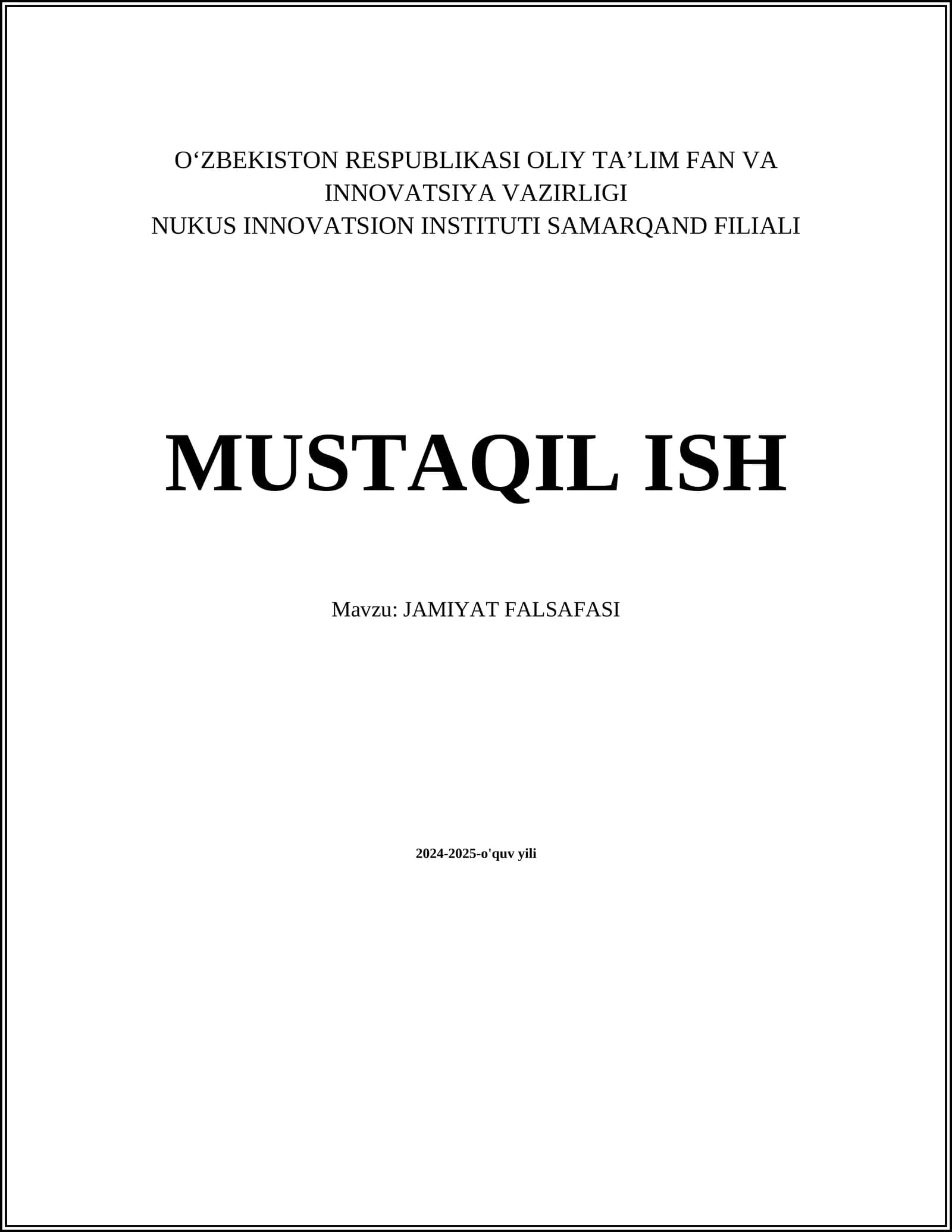 JAMIYAT FALSAFASI