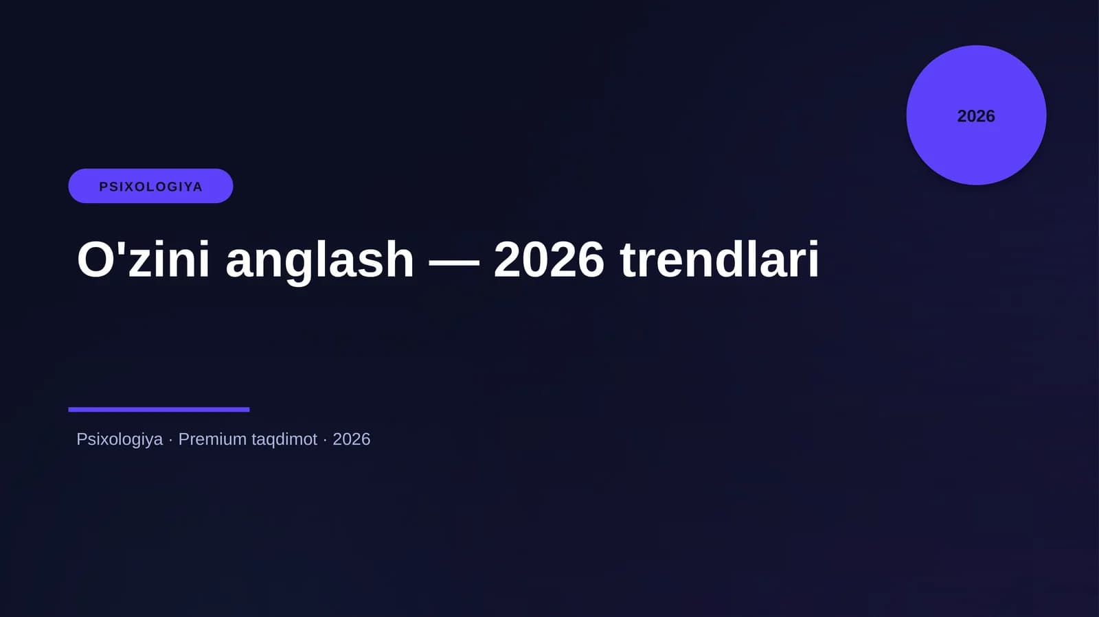 O'zini anglash — 2026 trendlari