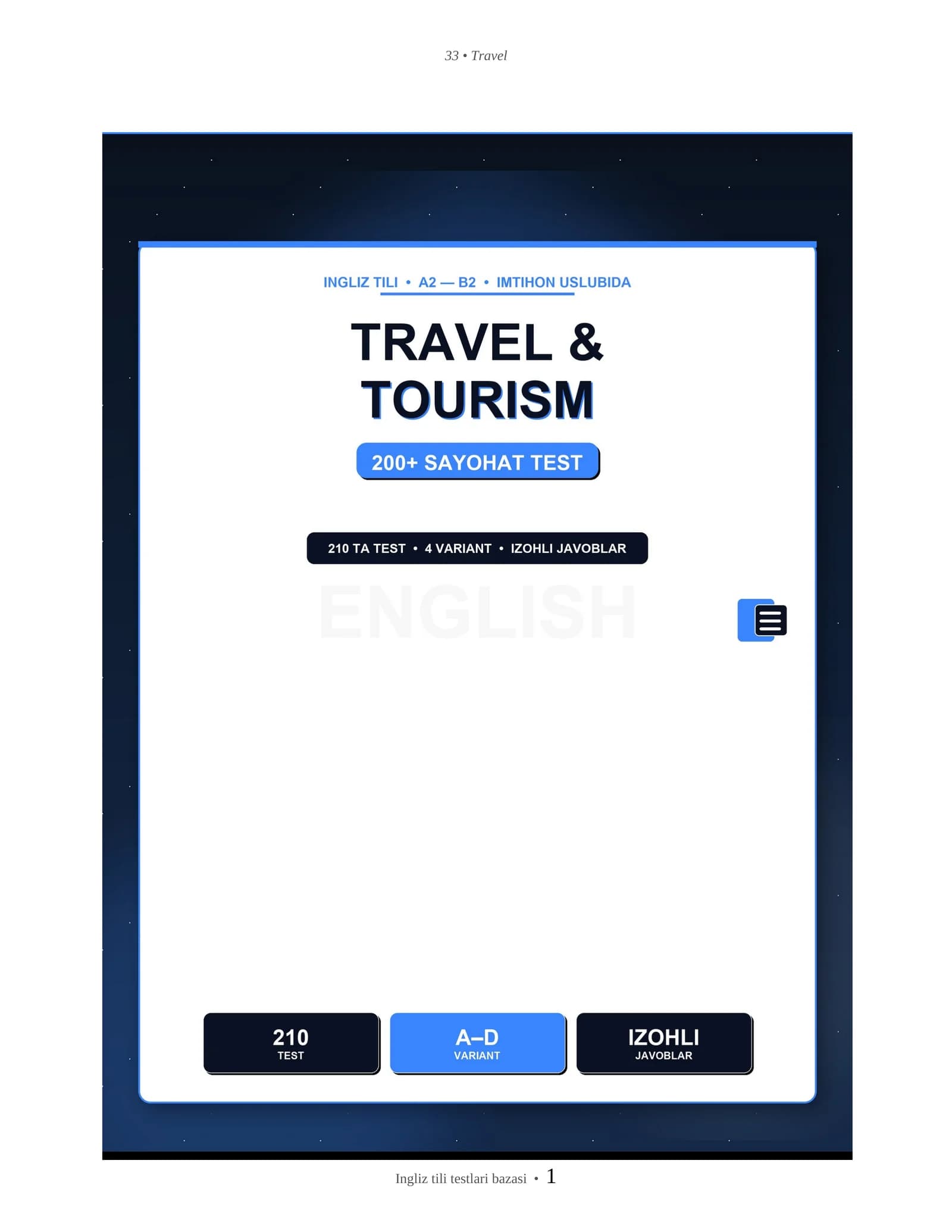 INGLIZ TILI TRAVEL & TOURISM