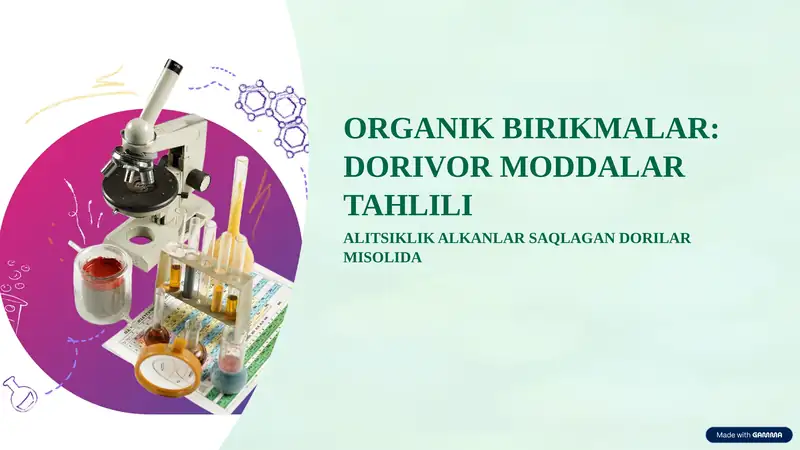 Alitsiklik alkanlar saqlagan dori moddalar tahlili