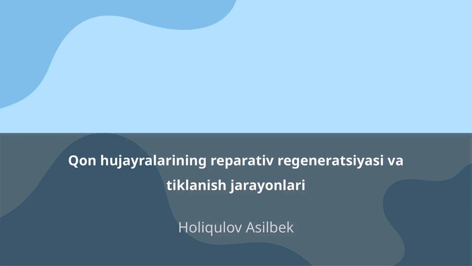 Qon hujayralarining reparativ regeneratsiyasi va tiklanish jarayonlari